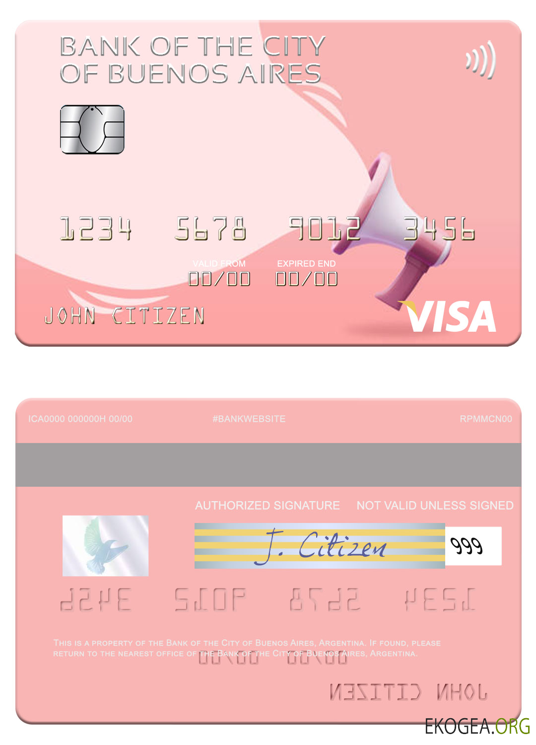 Carte visa de la Banque Argentine de la Ville de Buenos Aires